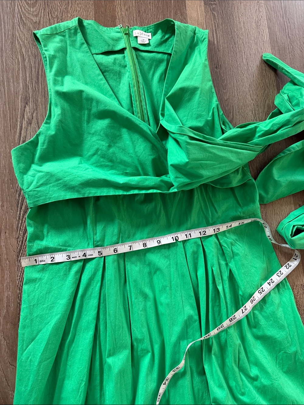 J.JCrew Kelly Green Wrap Dress with Side Tie Cotton dress - Picture 11 of 13